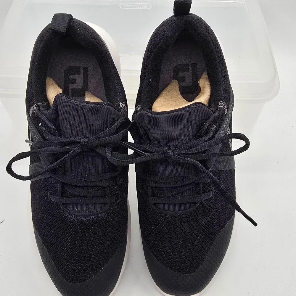 FootJoy FJ Flex Shoes Womens Size 7.5 Black Mesh Lace Up Golf Sneakers 95728